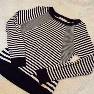 Michael Kors Navy and White Striped Sweater, Small